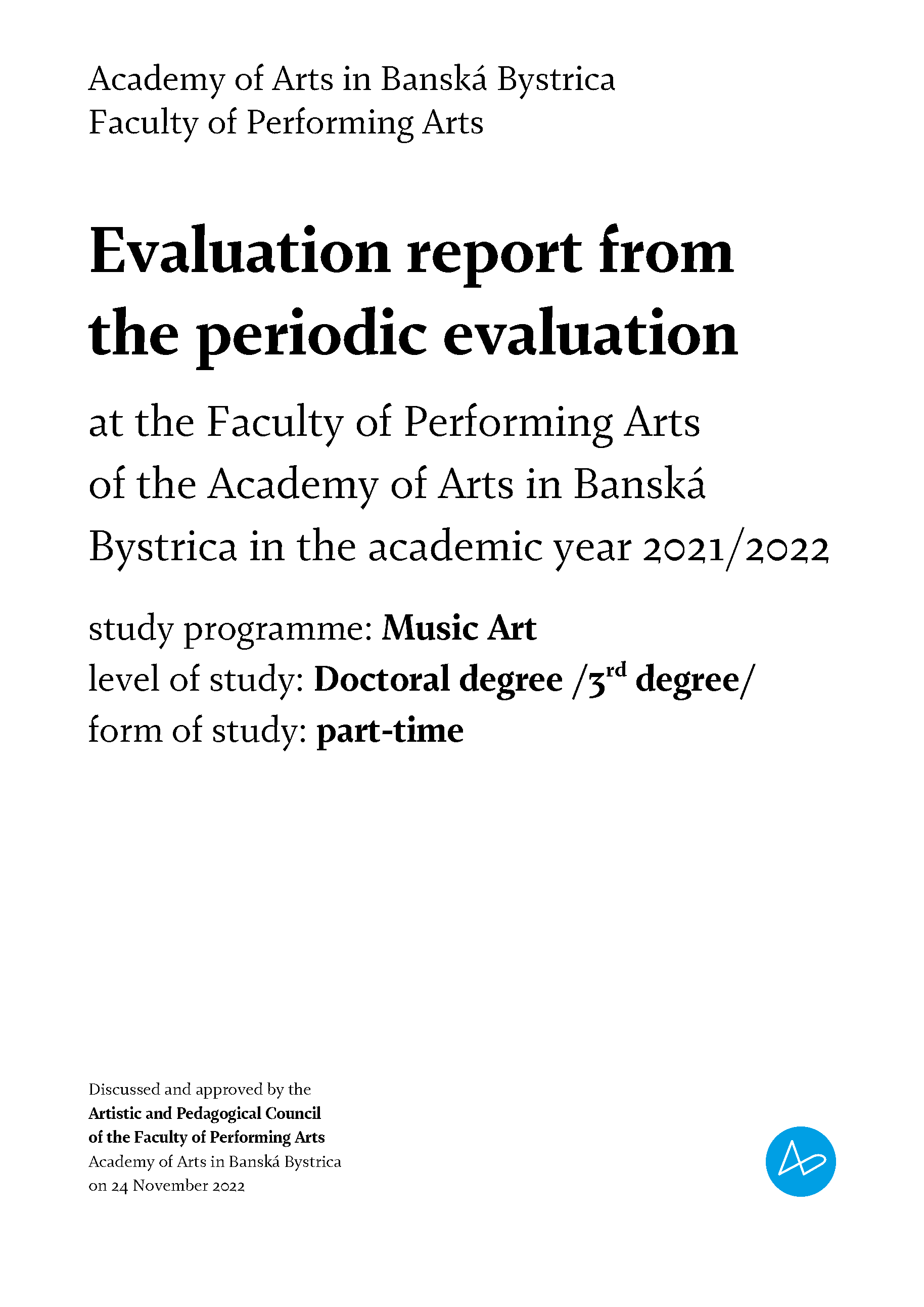 evaluation report ArtD. 2021 2022 part time thumb