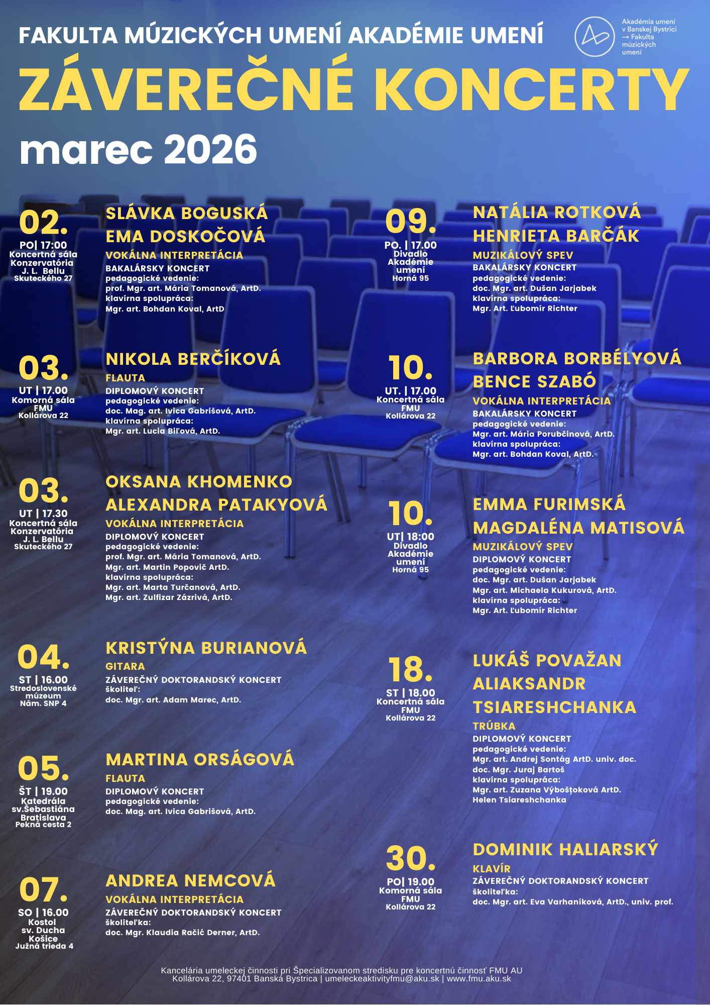 Zaverecne koncerty marec 2026