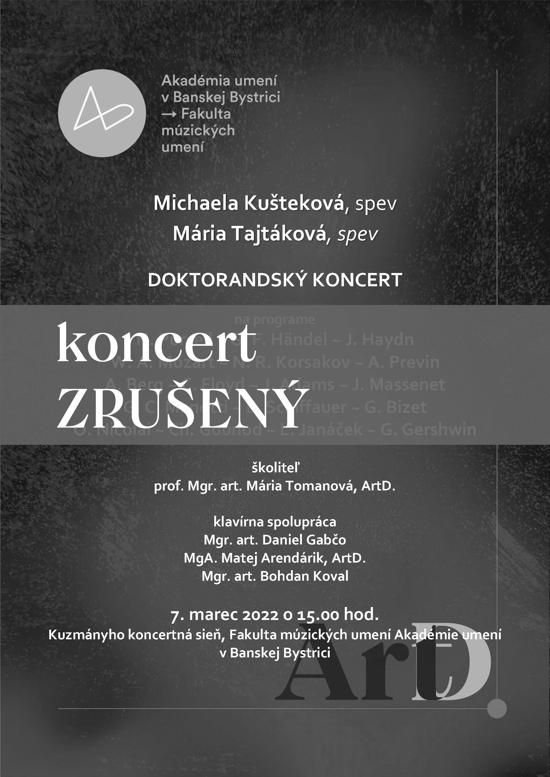 koncert Tajtakova Kustekova zruseny